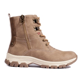 Bottines à lacets pour femme avec fermeture éclair décorative brun