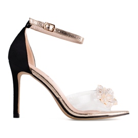 Escarpins transparents pour femmes Shelovet avec doigts exposés noir