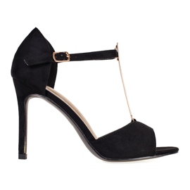 Escarpins femme en daim noir avec doigts Shelovet apparents