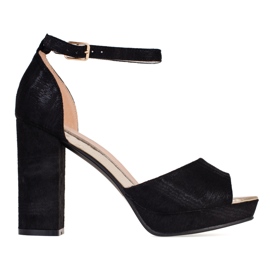 Escarpins noirs pour dames sur un large poteau Shelovet