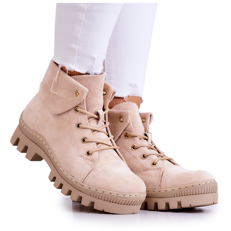 S.Barski Bottines trappeur en daim, beige clair