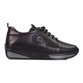 Chaussures de sport pour femmes Shelovet noires en cuir naturel le noir