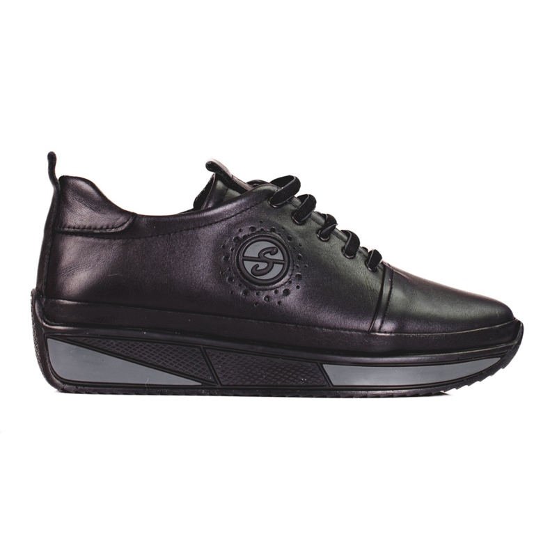 Chaussures de sport pour femmes Shelovet noires en cuir naturel le noir
