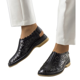 PA1 Chaussons Ferre noirs ajourés le noir PA1 Chaussons Ferre noirs ajourés le noir