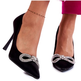 PS1 Elégants talons noirs Alyssa avec un nœud