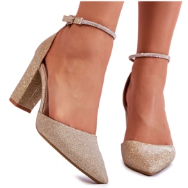 PS1 Escarpins brillants sur talons hauts avec strass dorés Castor