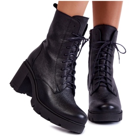 PL5 Bottes pour femmes en cuir à talons hauts Rea noir