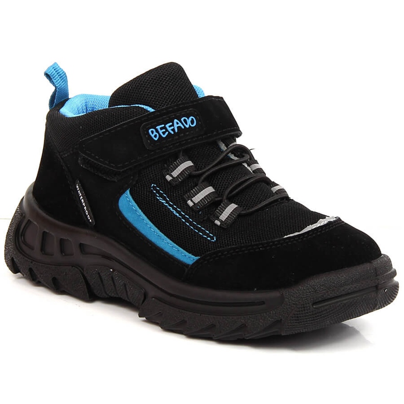 Chaussures de trekking hautes imperméables pour enfants noires Befado 515X002 noir / bleu