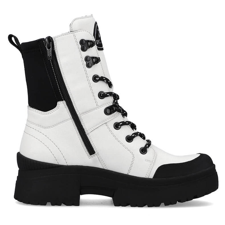 Bottes en cuir imperméables blanches pour femmes Rieker Revolution W0374-80 le noir