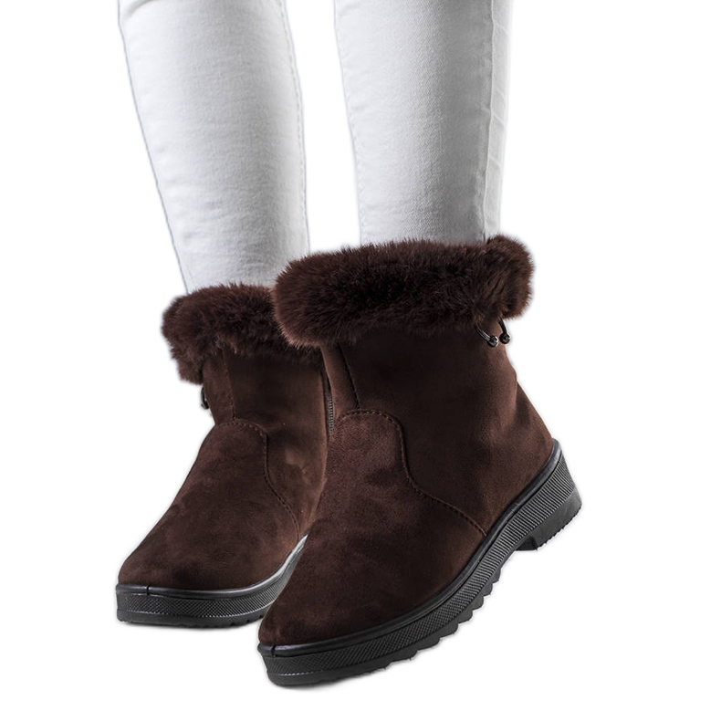 Bottes de neige bordées de fourrure marron de Marvin brun