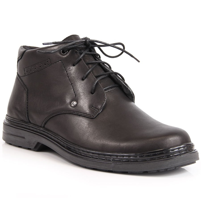 Bottines homme en cuir avec fermeture éclair noir Helios le noir