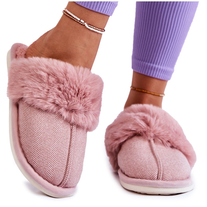 Chaussons Chauds Avec Fourrure Femme Rose Clair Franco