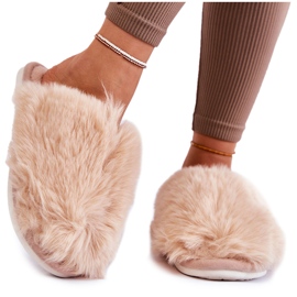 BM Chaussons en Fourrure Beige pour Femme Sheryl