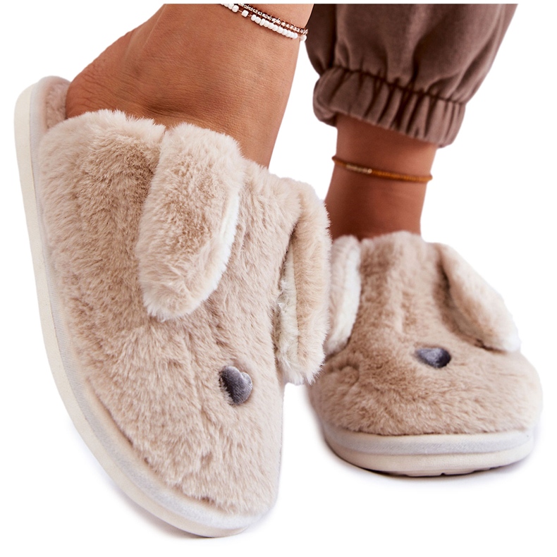 Chaussons Fourrure Beige Femme, Chaussons Remmi