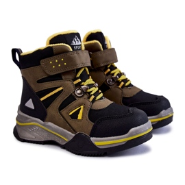 PE1 Chaussons Enfant Trappeurs Chauffés De Laine Kaki Marco le noir vert jaune