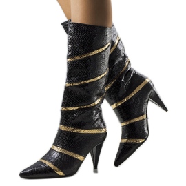 Bottes isolées Nevzo noires et dorées le noir