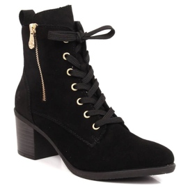 Bottes en cuir suédé sur le poteau isolé Rieker W RKR564 noir