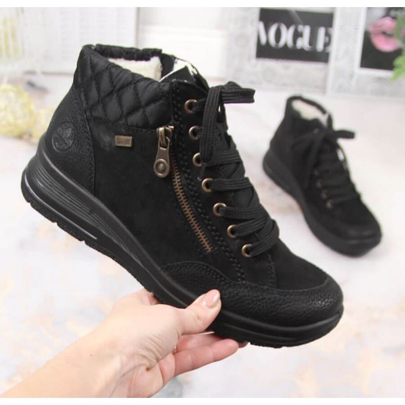 Bottes isolantes en cuir imperméable Rieker W RKR567 le noir