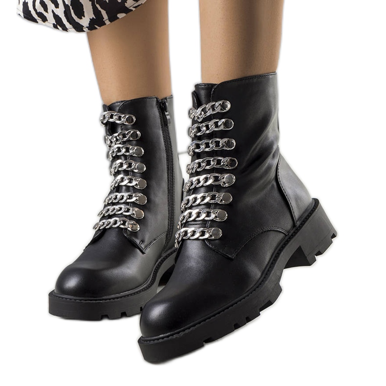 Bottes de randonnée noires avec chaînes Sylas le noir