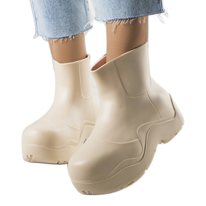 BM Bottes de pluie beiges sur semelle Frolo haute