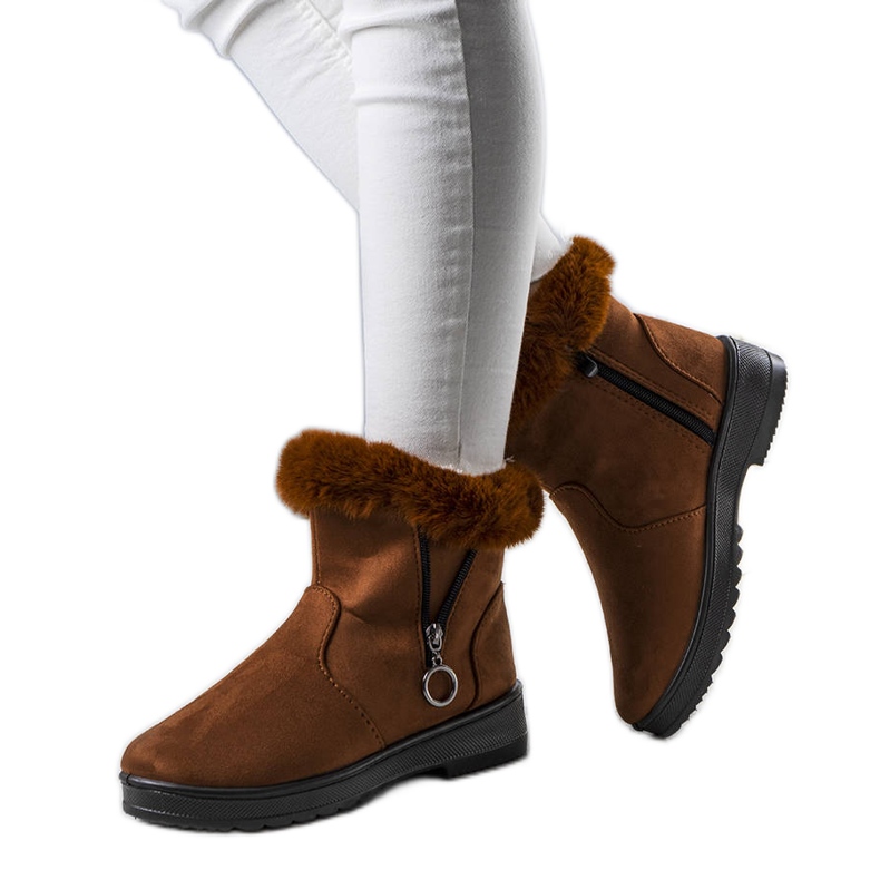 Bottes de neige isolées Camel avec une fermeture éclair Katalina brun Bottes de neige isolées Camel avec une fermeture éclair Katalina brun