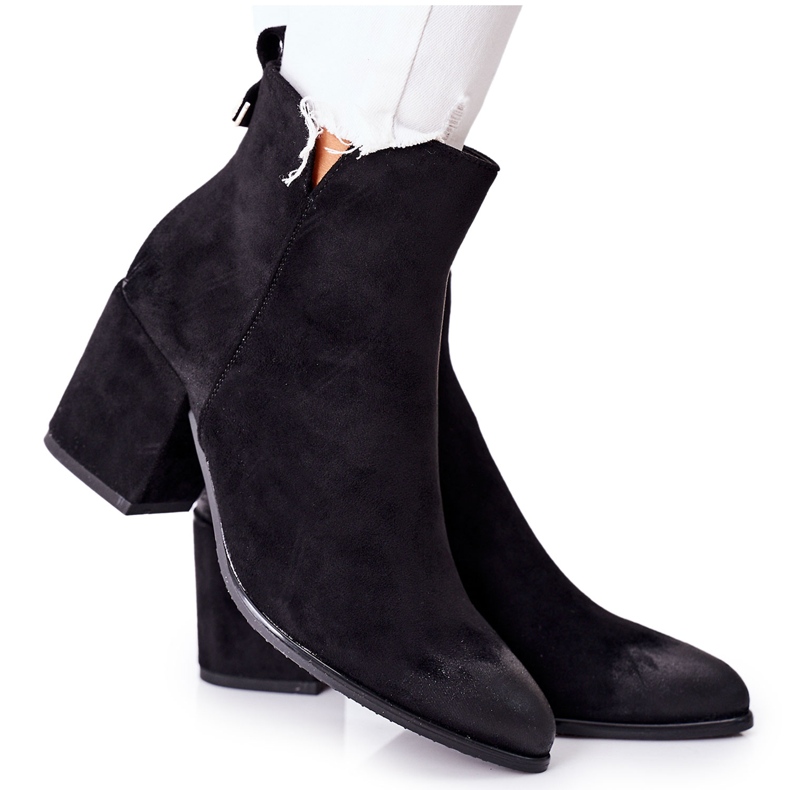 Vinceza Bottines Femme à Talon Daim Noir Carrick le noir