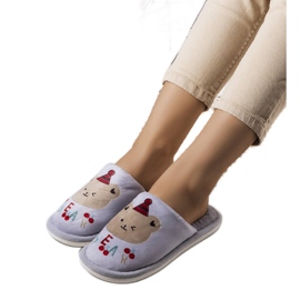 Chaussons ours tout doux gris