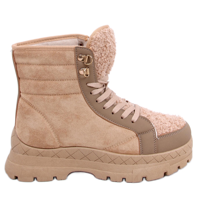 BM Bottines à lacets en cuir d'agneau Khandi Kaki beige