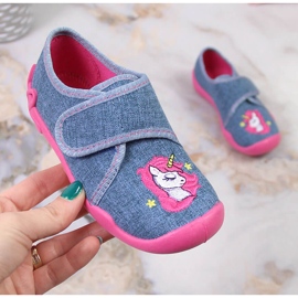 Chaussons pour filles pour la maternelle avec une licorne Velcro Befado 122X016