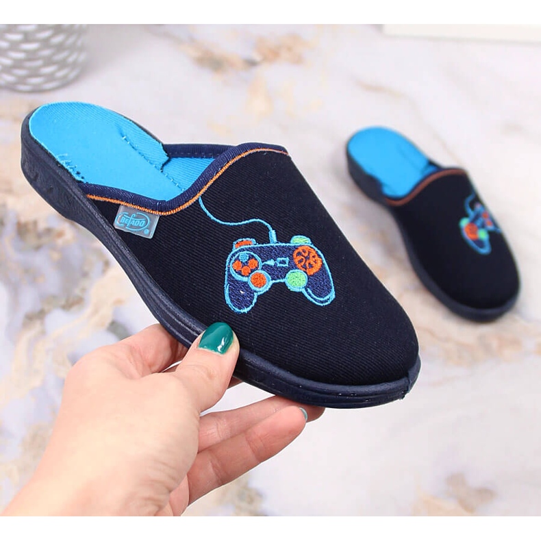 Chaussons maison garçon bleu marine Befado 707Y420