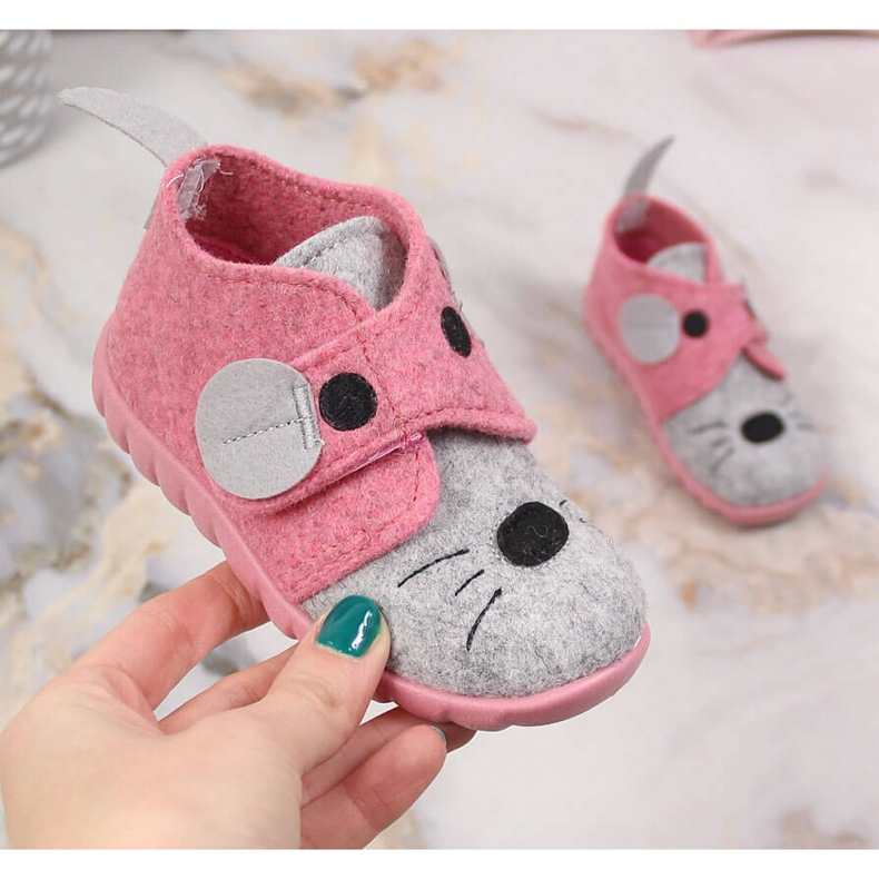 Chaussons de maison en feutre pour filles avec velcro Befado 526P104