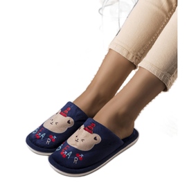 Chaussons souples ours bleu marine