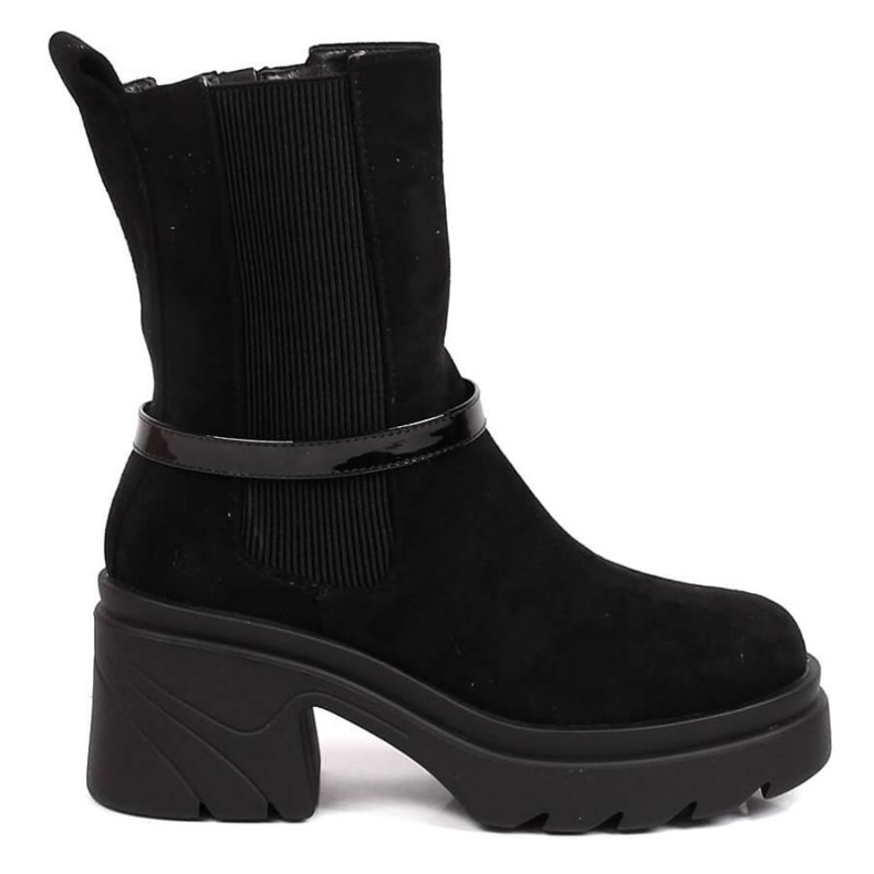 Bottines Chelsea sur le poteau, isolées avec suède Jezzi W JEZ382A le noir Bottines Chelsea sur le poteau, isolées avec suède Jezzi W JEZ382A le noir