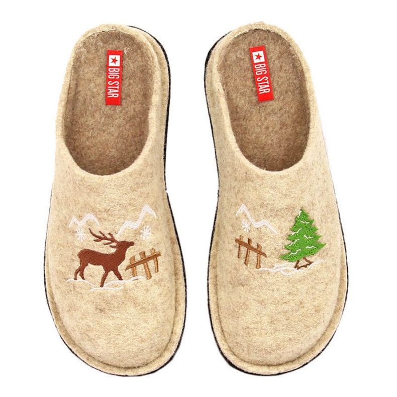 Chaussons d'intérieur en feutre de laine Big Star INT1803A beige