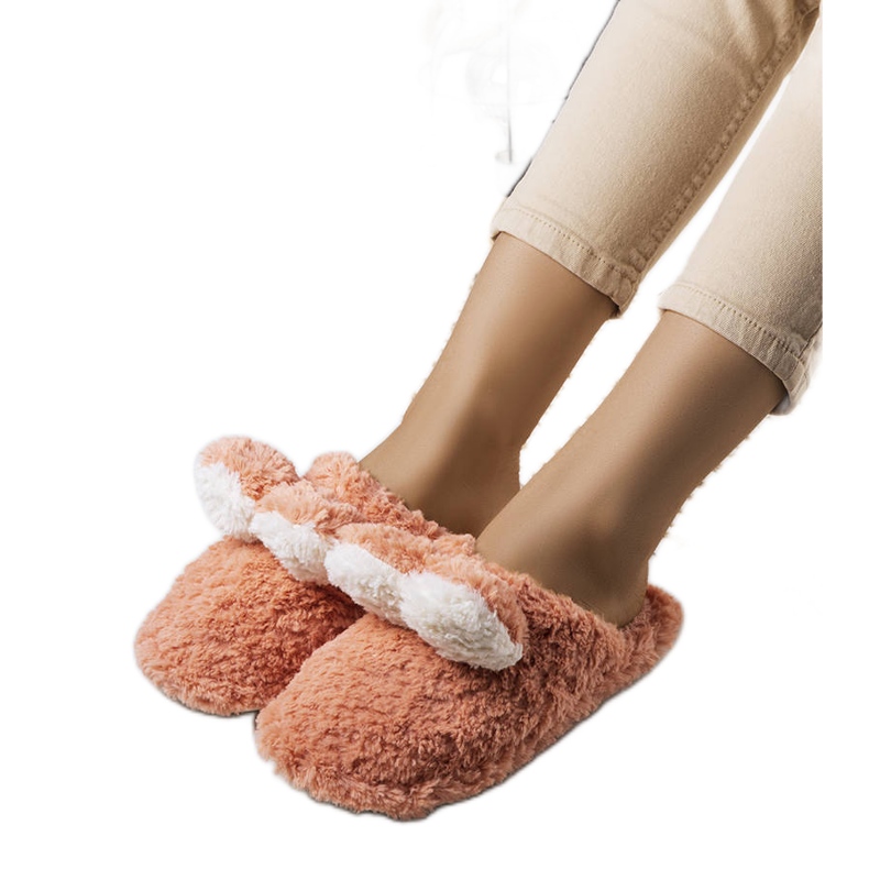 Chaussons lapin doux rose foncé