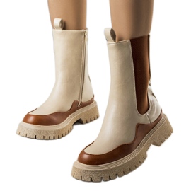 Bottines beige et marron Valeris brun Bottines beige et marron Valeris brun