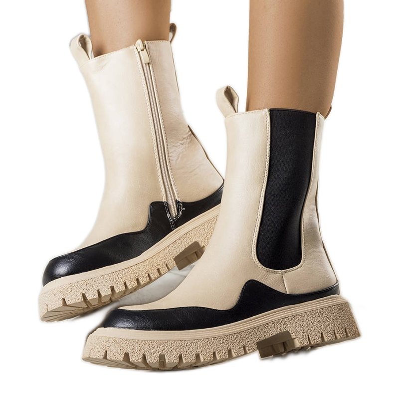 PA1 Bottines beiges et noires Valeris le noir