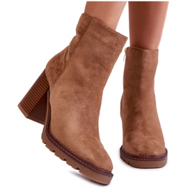 Bottines En Daim Pour Femme À Talon Avec Fermeture Éclair Camel Odette beige