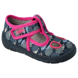 Chaussures enfant Befado 533P017 bleu marine rose argent