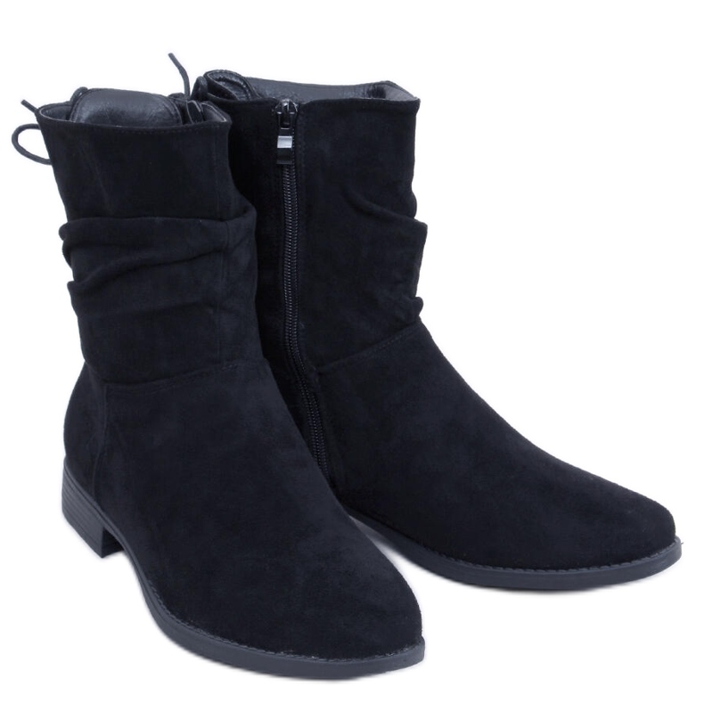 PA1 Bottines plates en daim noir Theda le noir