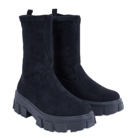 BM Bottines plates Phyllis en daim noir le noir