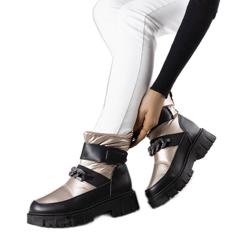 Bottes de neige à chaîne dorée Ephraim le noir