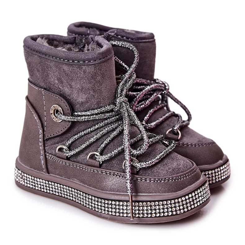 Bottes de neige pour enfants avec zircons gris