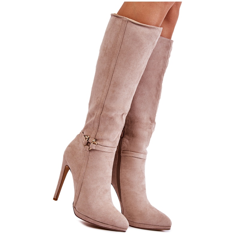 Seastar Bottes à Talons Classiques en Daim Beige Linney