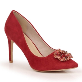 Escarpins en daim rouge avec zircons cubiques Sabatina 1328-1