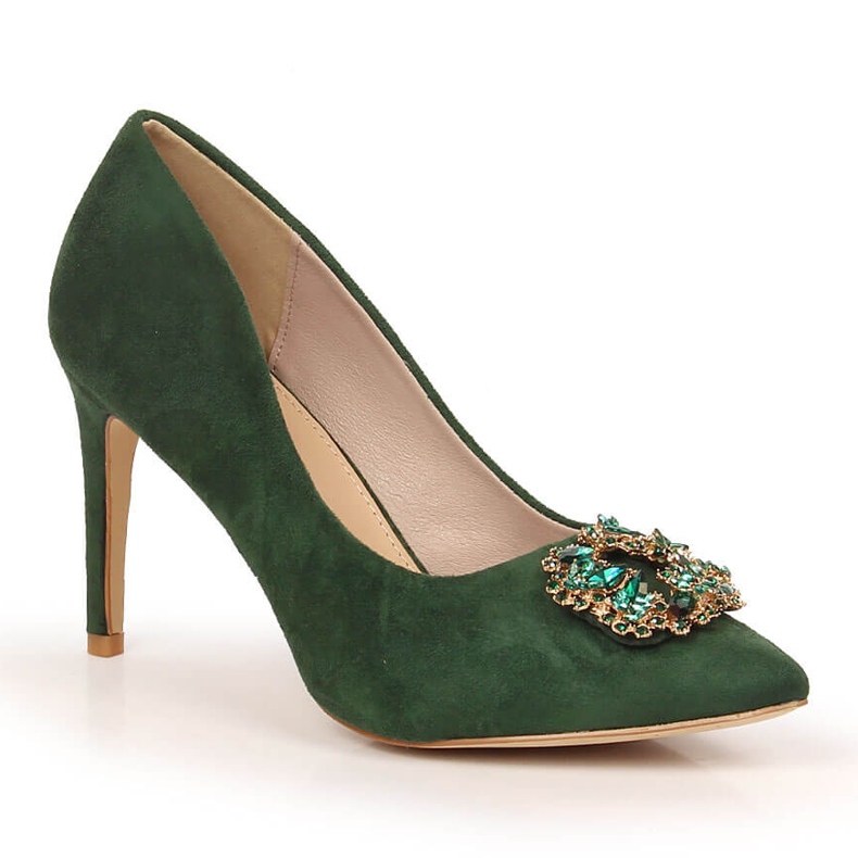 Escarpins en daim vert avec zircons cubiques Sabatina 1328-1