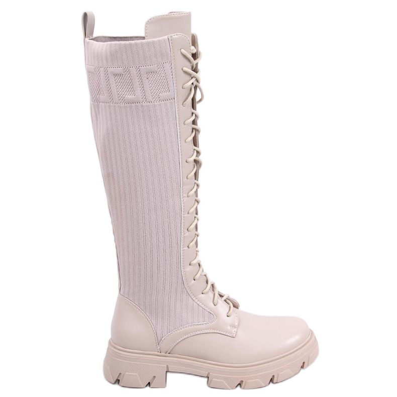 Bottes d'équitation à tige souple Keyshia Beige