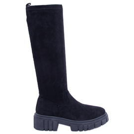 BM Boots en daim à semelle épaisse Cards Black le noir