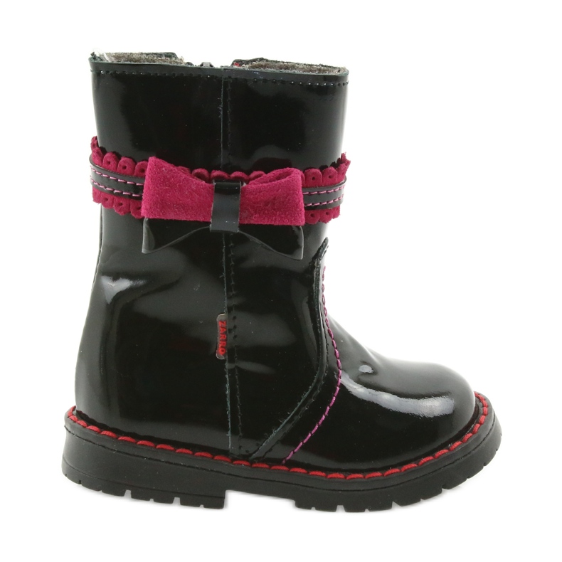 Bottes en cuir peint 87/00 rose noir avec un arc zarro le noir