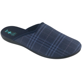 Adanex 27319 Chaussons à carreaux pour homme bleu marin bleu